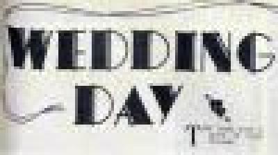 A detail from a newspaper article with the headline 'wedding day.'