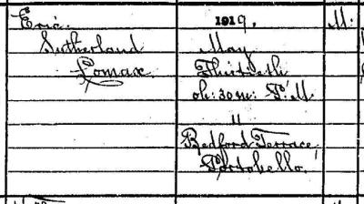 Detail from Eric Lomax's birth entry. National Records of Scotland, Statutory Register of Births, 1919, 685/7 no. 133