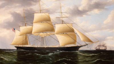 An oil painting of the California Clipper Flying Fish by James E Buttersworth. Public domain image.