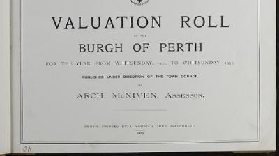 Valuation Roll front page, Perth 1934