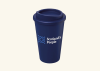 Travel cup in navy and branded with the Scotland's People logo